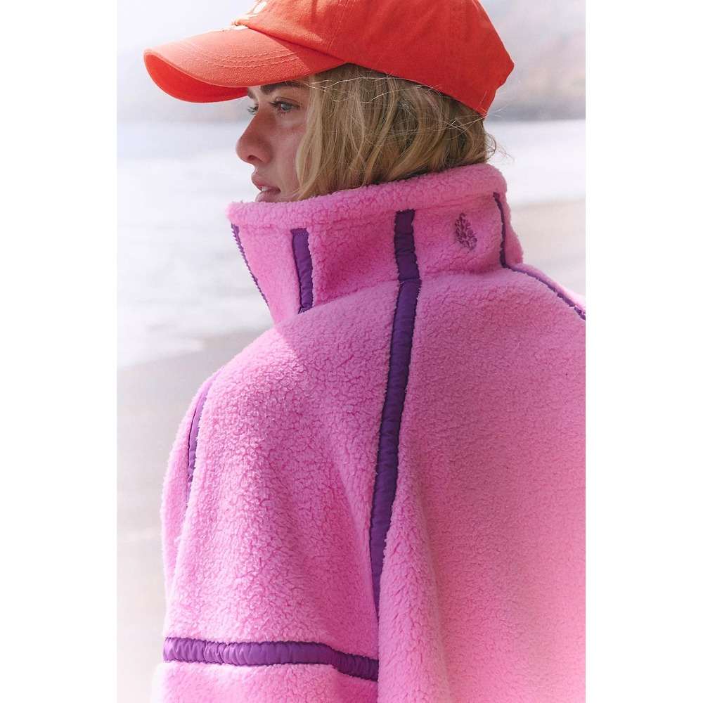 Free People Movement Mountain High Fleece Pullover Pink Summer Lovin XL NWOT
